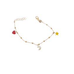Enamelled Heart Moon Star charms Baby Girl Bracelet