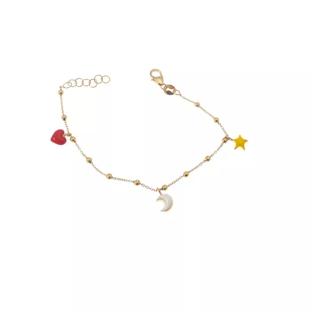 Bracciale Cuore Luna Stella smaltate