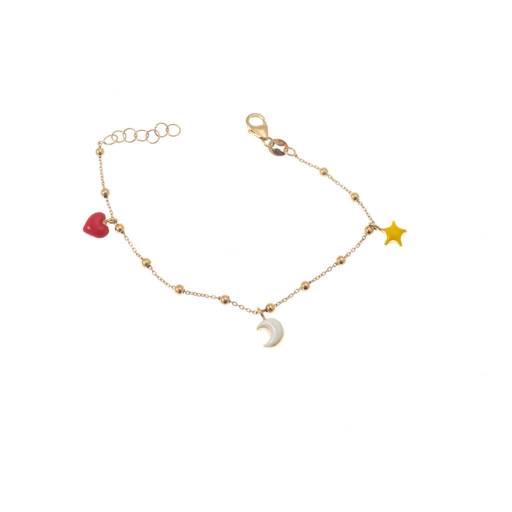 Enamelled Heart Moon Star charms Baby Girl Bracelet