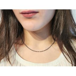 Collana Girocollo sfere diamantate sfaccettate oro 18kt con rutenio