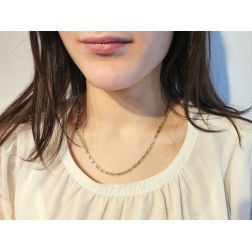 Two tones Figaro link necklace 50cm x 3,30mm