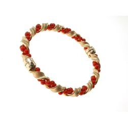 Bracciale con sfere Rosse con Spirale in oro Giallo