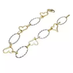Bracciale Cuori e Ovali in Oro Giallo e Bianco