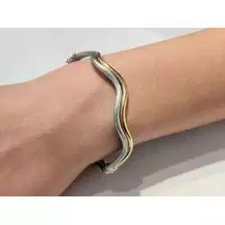 Bracciale Rigido Due Fili Satinati e Lucidi  foto indossata