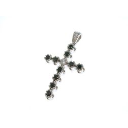 Cross pendant with black and white diamonds
