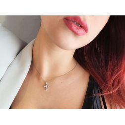 Photo of worn Cross pendant with 6 diamonds