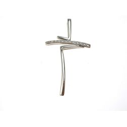 Offset cross in white gold with diamonds