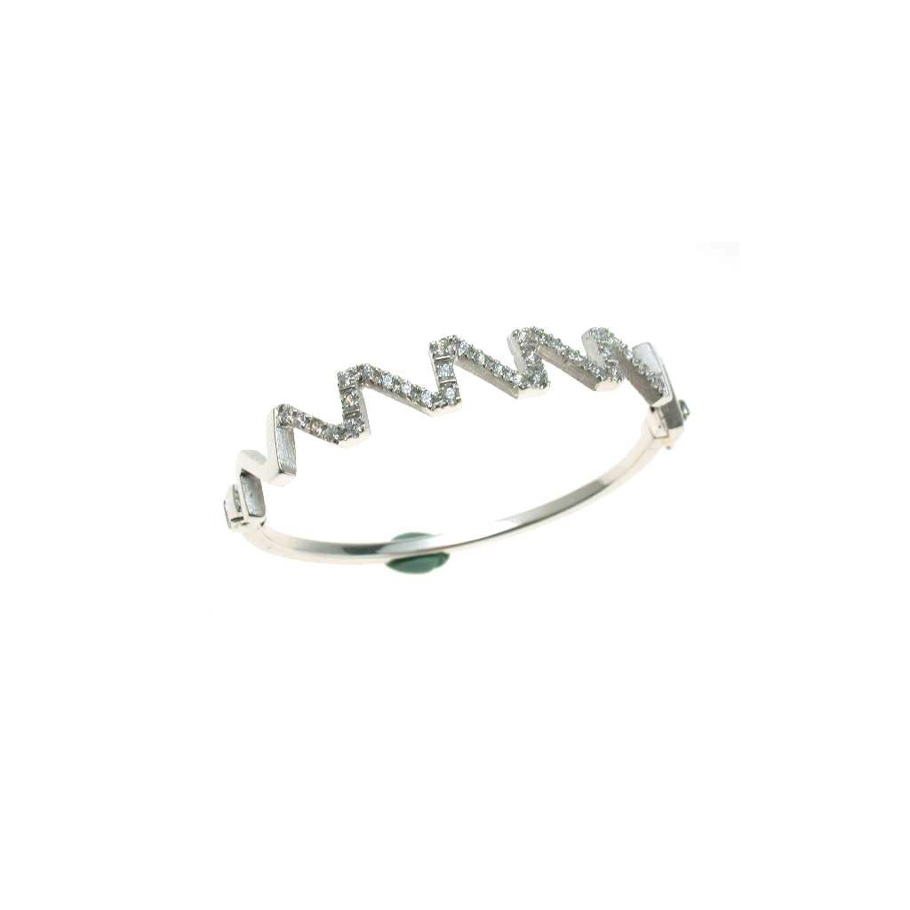 Wave Rigid Bracelet with Zircons